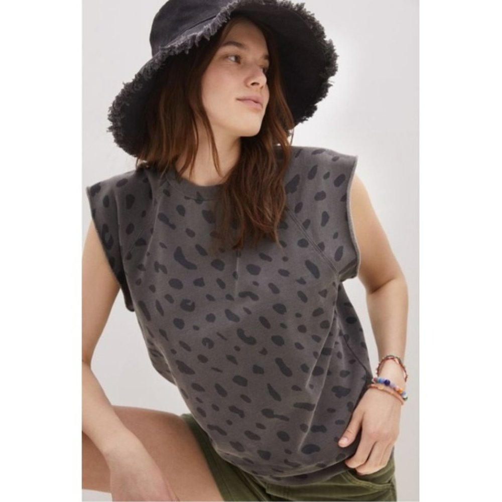 8/25 LAST DAY📦 Clare V Jaguar Spotted Sweatshirt Tank